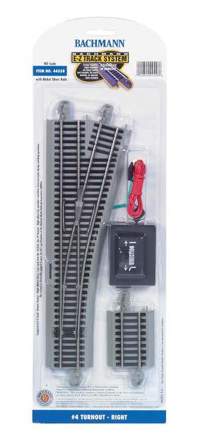Bachmann 44558 EZ-Track #4 Turnout Right w/ Nickel Silver Rails HO Scale