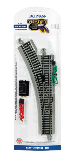 Bachmann 44561 EZ-Track Remote Switch Left-Hand w/ Nickel Silver Rails HO Scale