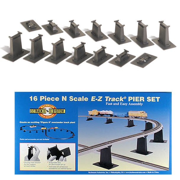 Bachmann 44871 EZ-Track Graduated Pier Set (16 Pcs) N Scale