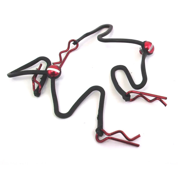 Hot Racing BWP123B02 Body Clips with Fastened Rubber Leash Red