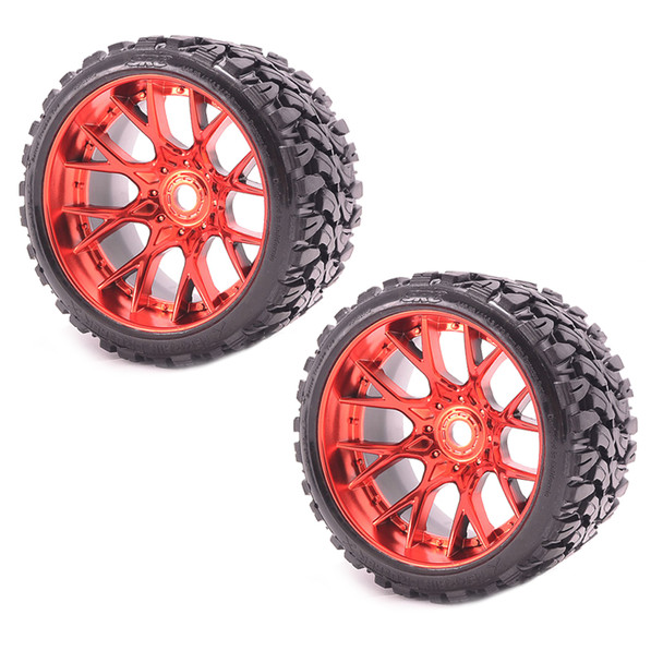 Sweep Racing SRC Monster Truck Terrain Crusher Belted Tire Red Wheel (2Pcs) Set