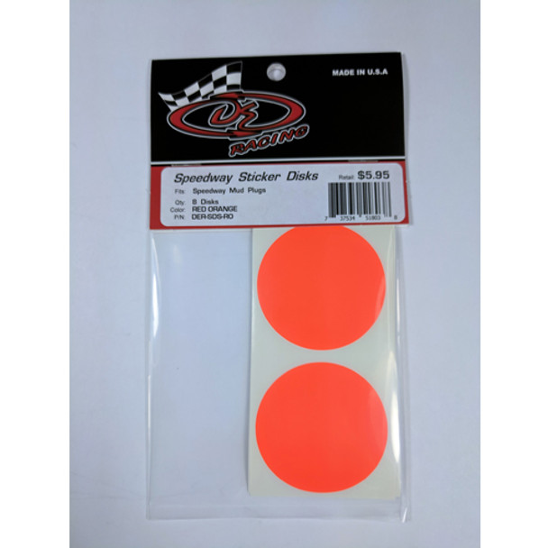 DE Racing DER-SDS-RO Sticker Disks for Speedway Mud Plugs Red Orange (8)