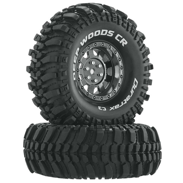 Duratrax Deep Woods 1.9" C3 Compound Mounted Tires Black Chrome Crawler Wheels