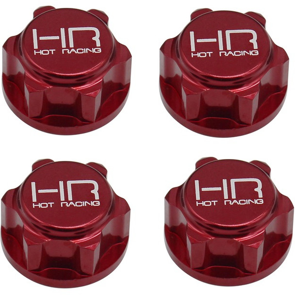Hot Racing ERVT10C02 Red Aluminum 17mm Dirt Shield Wheel Nuts : E-Revo 2.0