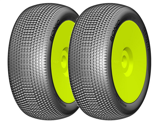 GRP GBY09B 1:8 Buggy SONIC B Medium Mounted Tires w/ Yellow Wheel (2) : F/R