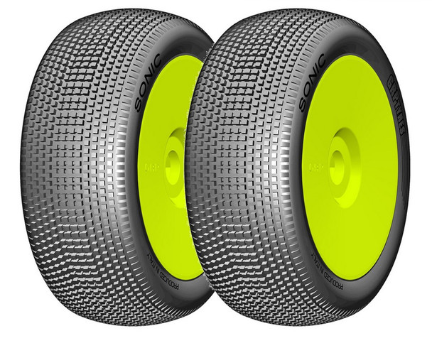 GRP GBY09X 1:8 Buggy SONIC X ExtraSoft Mounted Tires w/ Yellow Wheel (2) : F/R