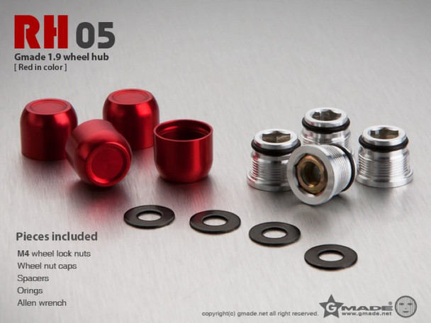 Gmade GM70151 1.9 RH05 wheel hubs Red (4)