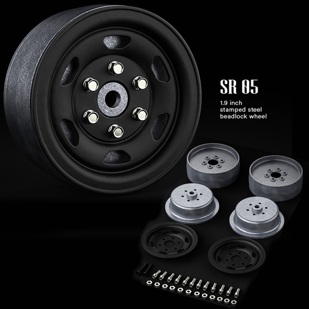 Gmade GM70504 1.9″ SR05 Beadlock Wheels Matt Black (2)