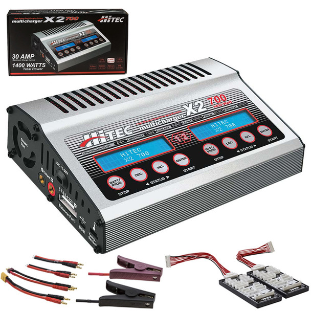 Hitec 44239 X2-700 Dual Port DC Multi Battery Charger Lipo LiFe LiIon NiMH