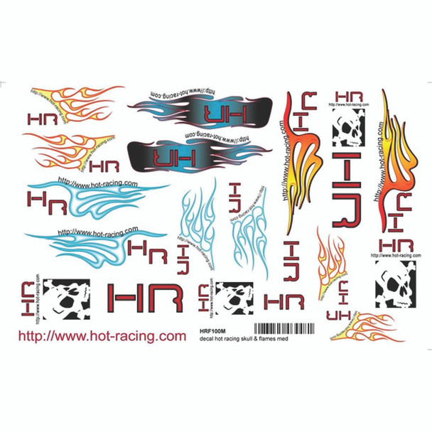 Hot Racing HRF100M Decal Hot Racing Skull & Flames Med