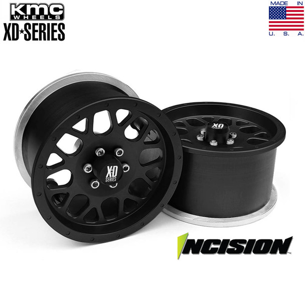 Incision IRC00120 Aluminum KMC XD820 Grenade 2.2 Beadlock Wheels Black (2)