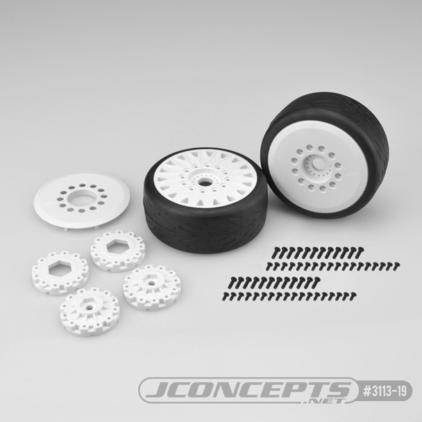 JConcepts 3113-19 Speed Fangs Tires Mounted White Wheels (2) w/12&17mm Adaptors