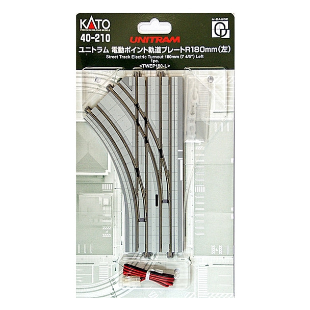 Kato 40-210 UNITRAM R180mm Left Electric Turnout Street Track : N Scale