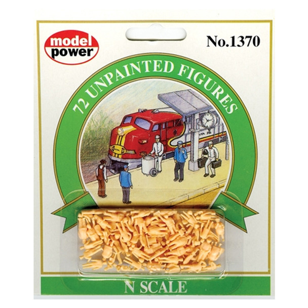 Model Power 1370 Unpainted Figures (72 Pcs) : N Scale