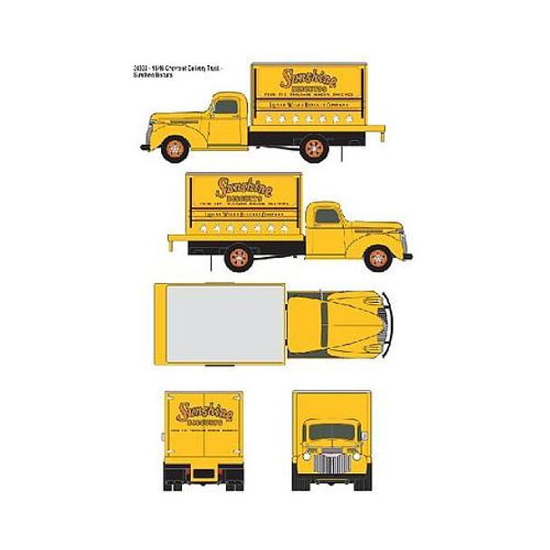 Classic Metal Works MWI30333 1:87 HO 1941-1946 Chevrolet Box Truck Sunshine Biscuits