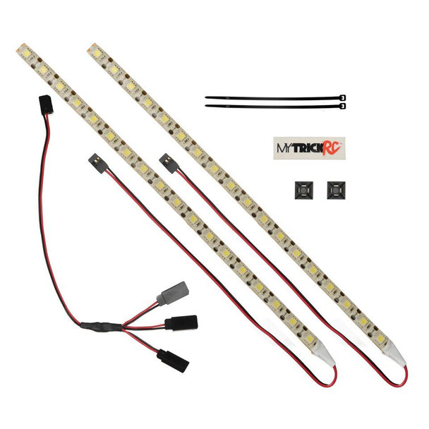 MyTrickRC MYK-LS1 White Underbody Glow 2-12" Gel Coat-Waterproofed Light Strips & 3-Way Y-Cable