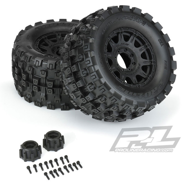 Pro-Line 10166-10 Badlands MX38 HP 3.8" All Terrain BELTED Tires w/ Black Wheels