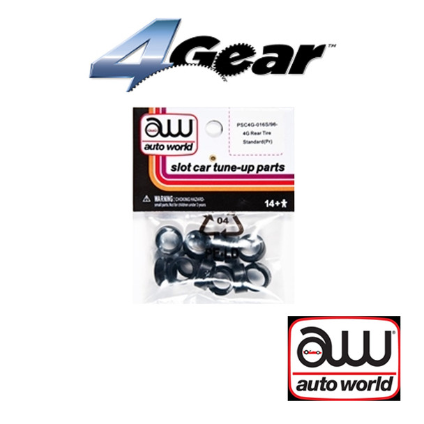 Auto World 4Gear Rear Tire Standard (Pair) (6) Pack : 1:64 / HO Scale Slot Car