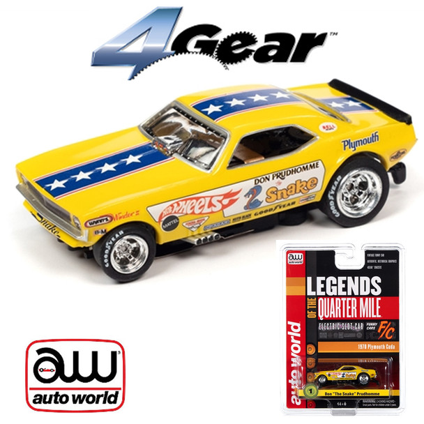 Auto World 4Gear R25 Don The Snake Prudhomme 1970 Plymouth Cuda FC HO Slot Car