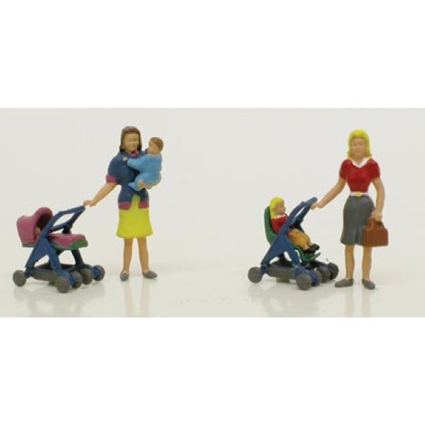 Model Power Women w/ Children & Strollers HO Train Figures 5718
