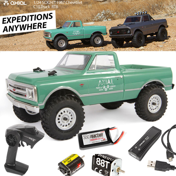 Axial AXI00001T1 1/24 SCX24 1967 Chevrolet C10 4WD Truck Brushed RTR Green