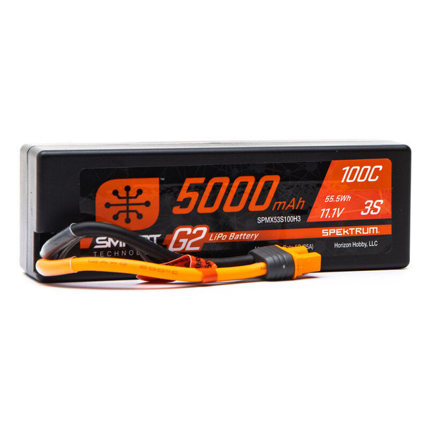 Spektrum SPMX53S100H3 11.1V 5000mAh 3S 100C Smart G2 Hardcase LiPo Battery : IC3