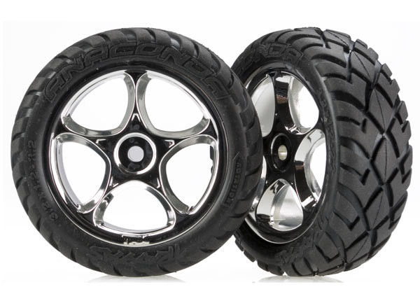 Traxxas 2479R Front Tracer 2.2" Chrome Wheels w/ Anaconda Tire (2)