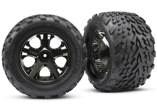 Traxxas 3669A 2.8" Front On All-Star Black Chrome Wheels Talon Tires Stampede