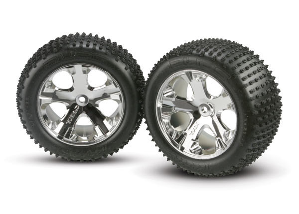 Traxxas 3770 Rear All-Star Chrome Wheels w/ Alias Tires (2)