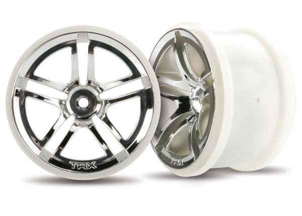 Traxxas 3774 Rear Twin Spoke 2.8" Chrome Wheels (2)