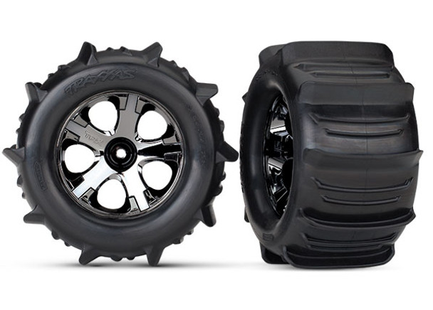 Traxxas 4175 Paddle Tires & Wheels Glued (2.8") : Stampede 4x4 / 4X4 VXL TSM