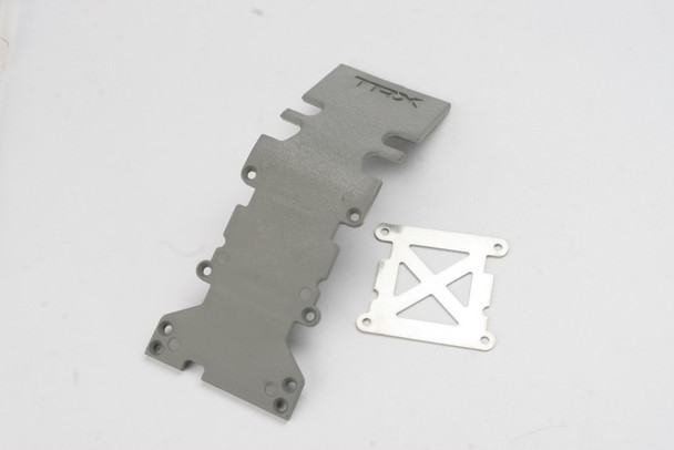 Traxxas 4938A Skid Plate Rear Plastic Gray/SS Plate E-Maxx / T-Maxx