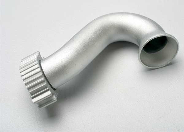 Traxxas 5340 Exhaust Header Tubular Aluminum Silver Anodized (TRX 2.5, 2.5R)