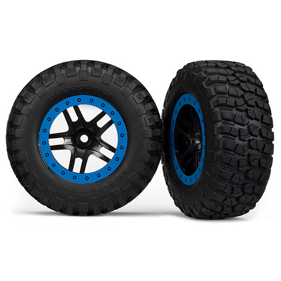 Traxxas 5883A Tire/Wheel Assy Glued SCT Split-Spoke Black