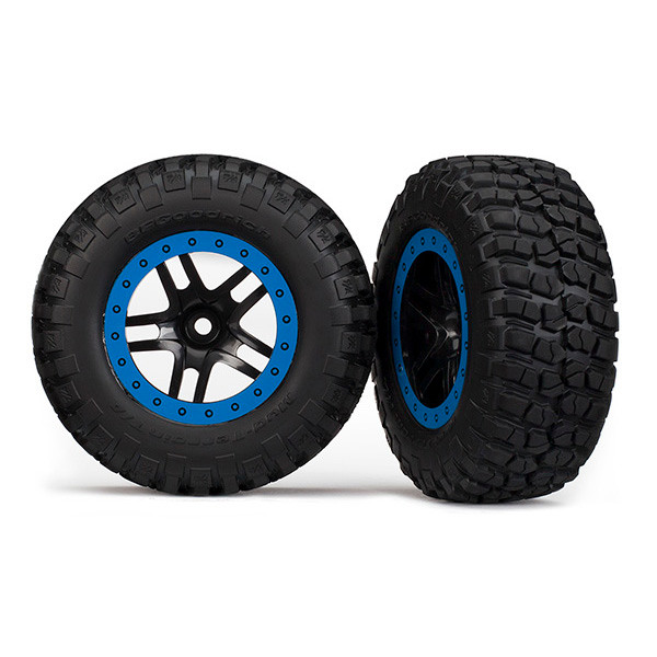 Traxxas 5885A Tire/Wheel Assy Glued SCT Split-Spoke Black (2)