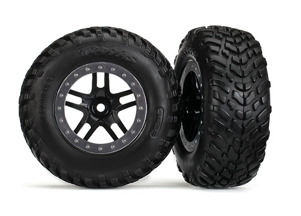 Traxxas 5890 Tires & Wheels Assembled Glued Black Beadlock Style Wheels (2) : Slash
