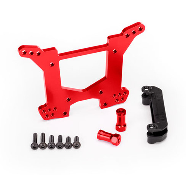 Traxxas 6738R Aluminum Rear Shock Tower Red w/ Body Mount Bracket : Rustler 4x4
