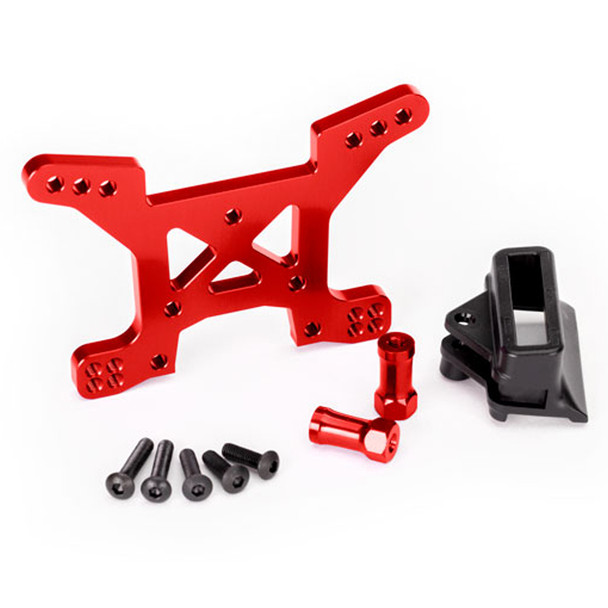 Traxxas 6739R Aluminum Front Shock Tower Red w/ Body Mount Bracket : Rustler 4x4