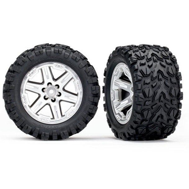 Traxxas 6774R Talon Extreme 2.8 Tires RXT Chrome Wheels w/ Foam Inserts : Rustler