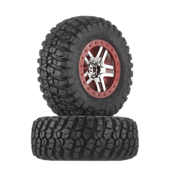Traxxas 6873R Tire/Wheel Assembly Glued Chrm Red Slash 4x4