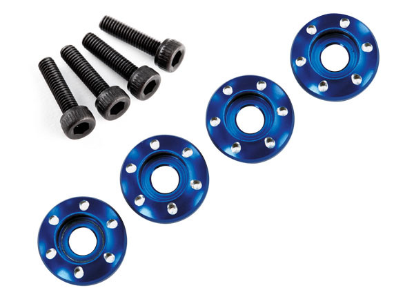 Traxxas Latrax 7668 Alum Wheel Nut Washers Blue (4) w/Screws : LaTrax Teton