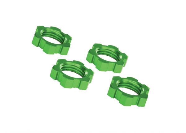 Traxxas 7758G Wheel Nuts Splined 17mm Serrated Green (4) : X-Maxx / E-Revo