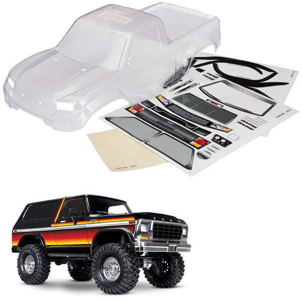Traxxas 8111R Clear Body Trimmed / Die-cut for LED Light Kit w/ Decal Sheet : TRX-4