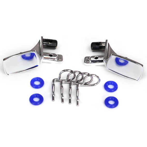 Traxxas 8133 Left & Right Mirrors Side Chrome / O-Rings (4) / Body Clips (4) : TRX-4