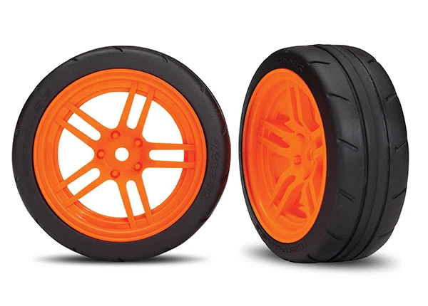 Traxxas 8373A 1.9" Tires & Orange Wheels Assembled Glued Front (2) : 4-Tec 2.0 VXL