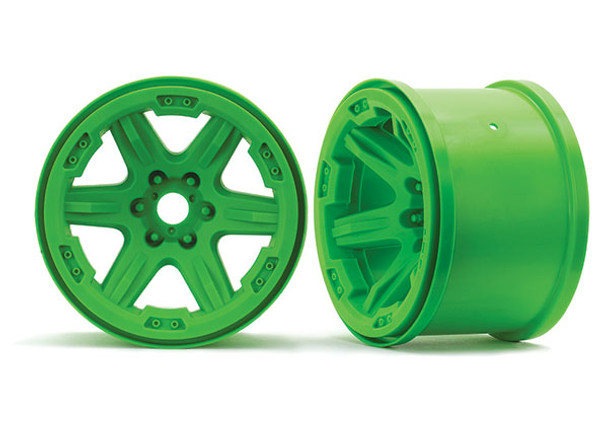 Traxxas 8671G Wheels 3.8" Green (2) 17mm Splined : E-Revo VXL Brushless