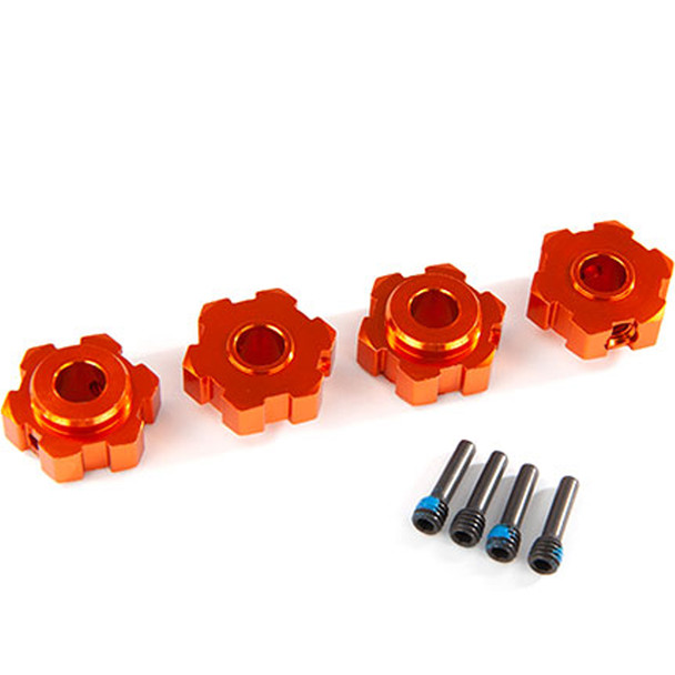 Traxxas 8956T Alum Wheel Hubs Hex (4) Orange / 4X13mm Screw Pins (4) : Maxx