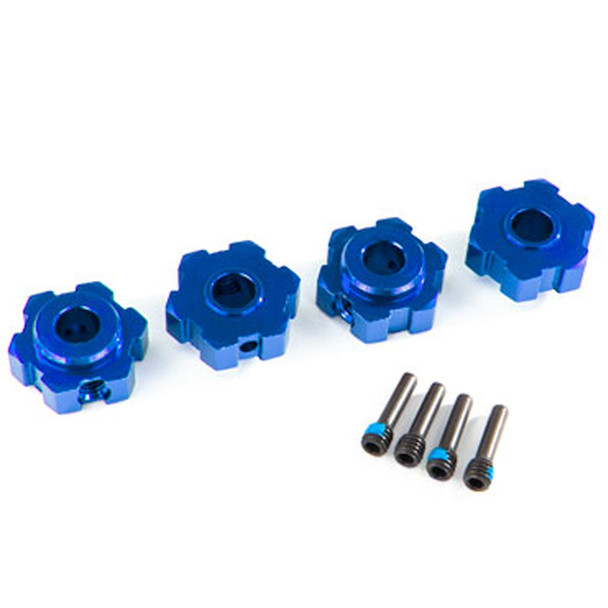 Traxxas 8956X Alum Wheel Hubs Hex (4) Blue / 4X13mm Screw Pins (4) : Maxx