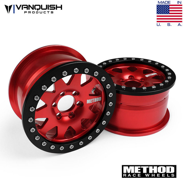 Vanquish Method 2.2 Race Wheels 101 Red w/Black Ring (1.2" Wide) VPS08005