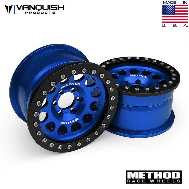 Vanquish Method 2.2 Race Wheels 105 Blue w/Black Rings (1.2" Wide) VPS08023